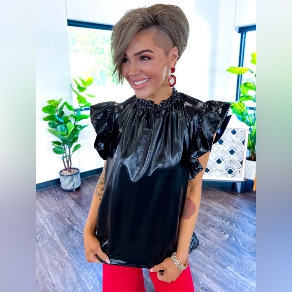 New! Black Metallic Layla Shirt